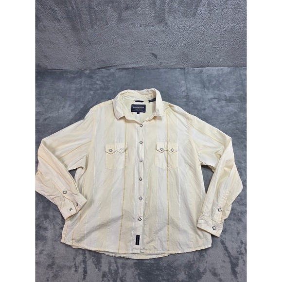Panhandle Slim Other - Rough Stock Panhandle Slim Mens XL Western Pearl Snap Shirt Cream Yellow Stripe